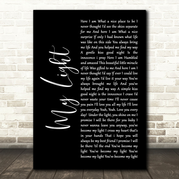 Sully Erna My Light Black Script Decorative Wall Art Gift Song Lyric Print