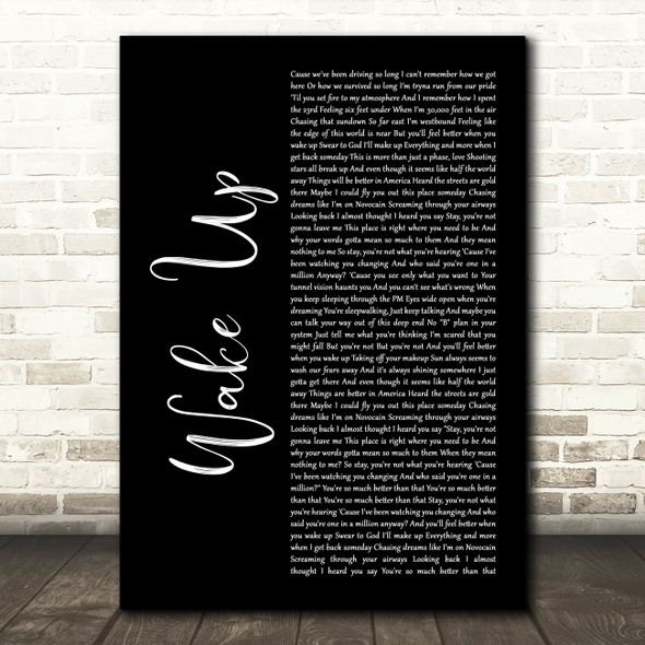 EDEN Wake Up Black Script Decorative Wall Art Gift Song Lyric Print