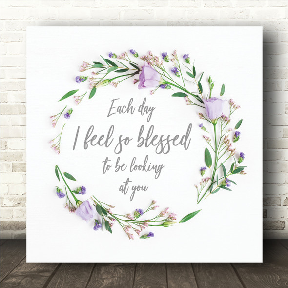 Beyonce Blue Lilac Floral Wreath Square Music Song Lyric Wall Art Print