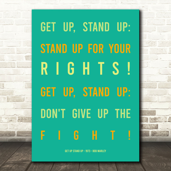 Bob Marley Get Up Stand Up Typography Music Song Lyric Wall Art Print