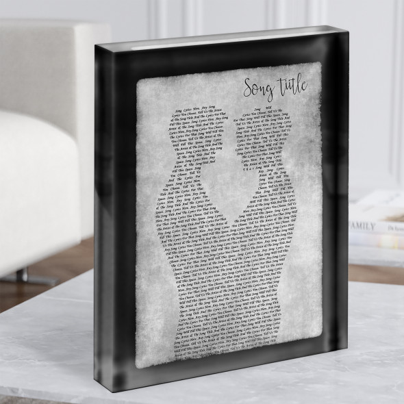 Gay Couple Two Men Dancing Grey Any Song Lyric Acrylic Block