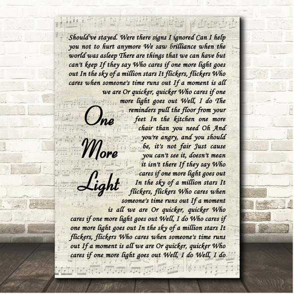 Linkin Park One More Light Vintage Script Song Lyric Print