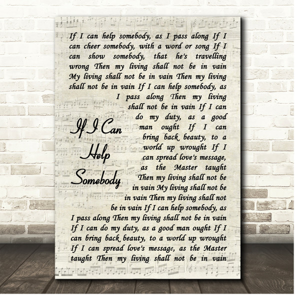 Mahalia Jackson If I Can Help Somebody Vintage Script Song Lyric Print