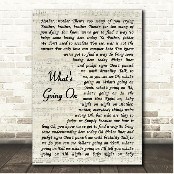 Marvin Gaye What's Going On Vintage Script Song Lyric Print