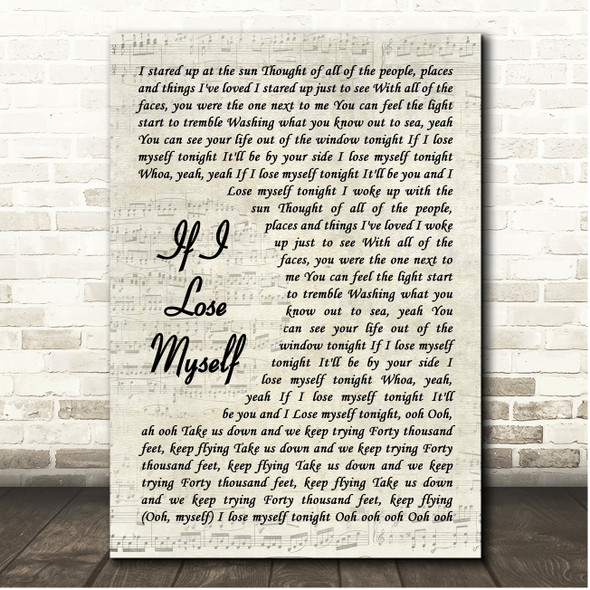 OneRepublic If I Lose Myself Vintage Script Song Lyric Print