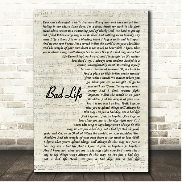 Sigrid & Bring Me The Horizon Bad Life Vintage Script Song Lyric Print