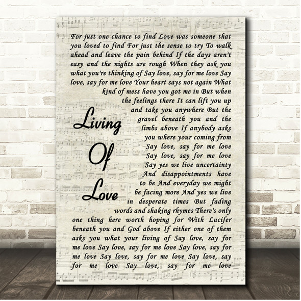 The Avett Brothers Living Of Love Vintage Script Song Lyric Print