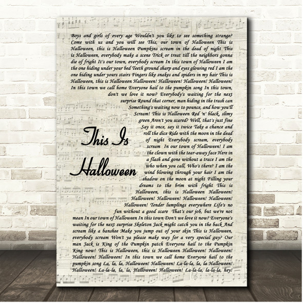 The Citizens Of Halloween This Is Halloween Vintage Script Song Lyric Print