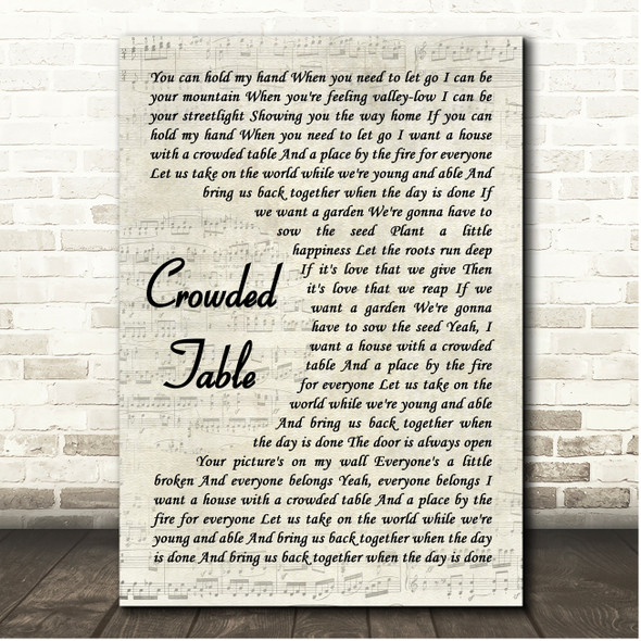 The Highwomen Crowded Table Vintage Script Song Lyric Print