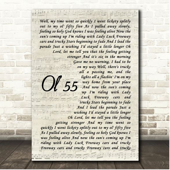 Tom Waits Ol 55 Vintage Script Song Lyric Print