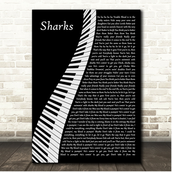Imagine Dragons Sharks Piano Song Lyric Print