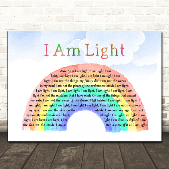 India.Arie I Am Light Watercolour Rainbow & Clouds Song Lyric Print