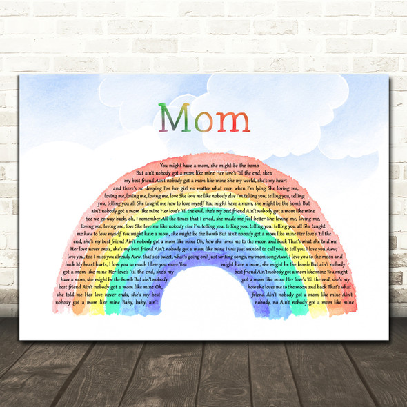 Meghan Trainor Mom Watercolour Rainbow & Clouds Song Lyric Print