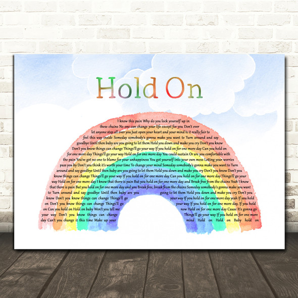 Wilson Phillips Hold On Watercolour Rainbow & Clouds Song Lyric Print
