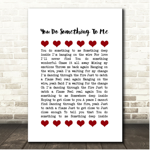 Paul Weller You Do Something To Me Red Hearts In Row Song Lyric Print
