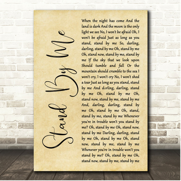 Florence + The Machine Stand By Me Rustic Script Song Lyric Print