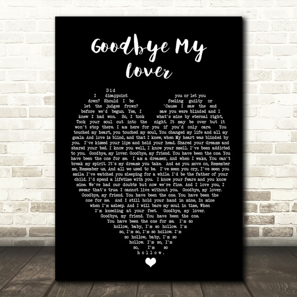 Goodbye My Lover James Blunt Black Heart Quote Song Lyric Print