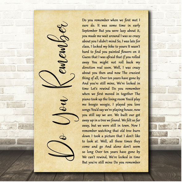 Jack Johnson Do You Remember Rustic Script Song Lyric Print