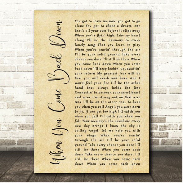 Nickel Creek When You Come Back Down Rustic Script Song Lyric Print