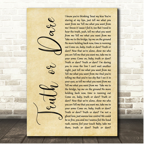 R3HAB Truth or Dare Rustic Script Song Lyric Print