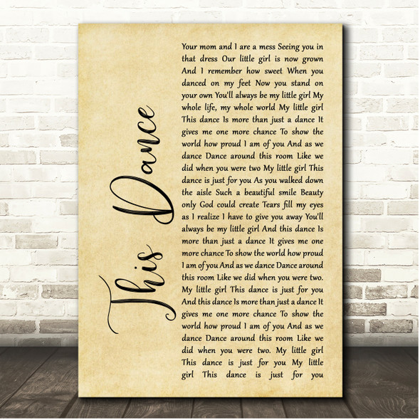 Scott Thomas Laughridge This Dance Rustic Script Song Lyric Print