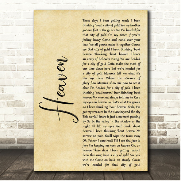 Blanca Heaven Rustic Script Song Lyric Print