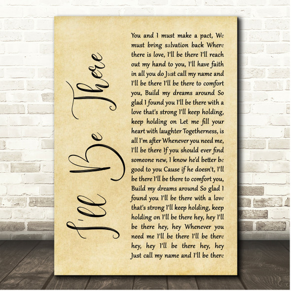The Jackson 5 I'll Be There Rustic Script Song Lyric Print