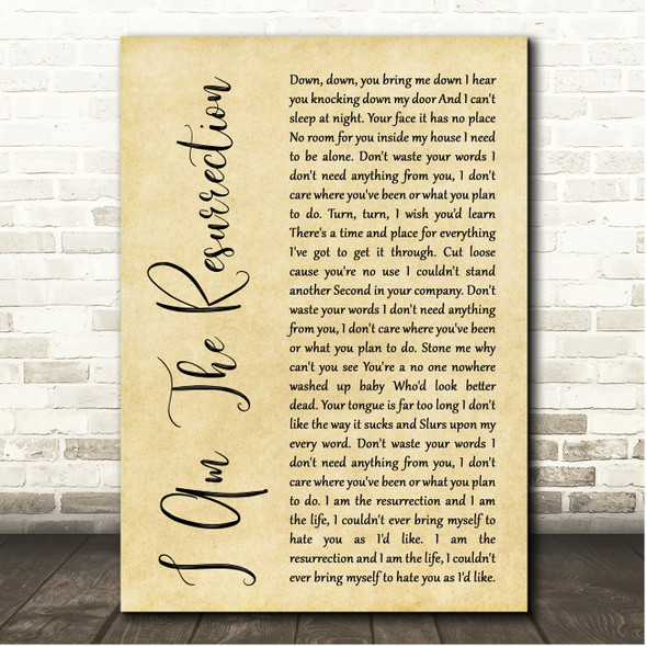 The Stone Roses I Am The Resurrection Rustic Script Song Lyric Print