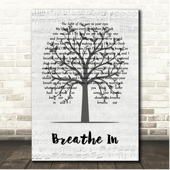 Ward Thomas Breathe In Music Script Tree Song Lyric Print