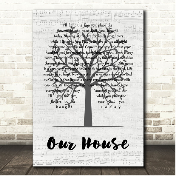 Crosby, Stills, Nash & Young Our House Music Script Tree Song Lyric Print