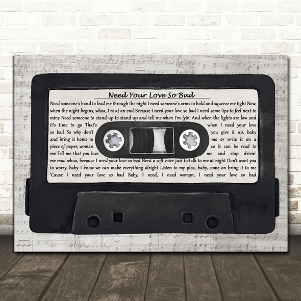Fleetwood Mac Need Your Love So Bad Music Script Cassette Tape Song Lyric Print