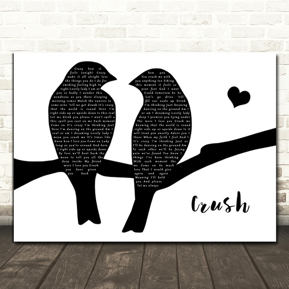 Dave Matthews Band Crush Black & White Lovebirds Song Lyric Print