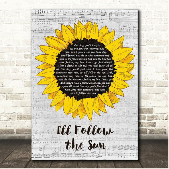 The Beatles Ill Follow the Sun Script Sunflower Song Lyric Print