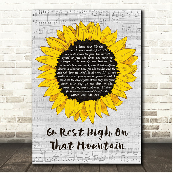 Vince Gill Go Rest High On That Mountain Script Sunflower Song Lyric Print