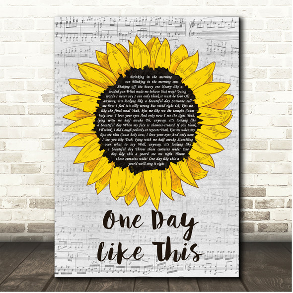 Elbow One Day Like This Script Sunflower Song Lyric Print