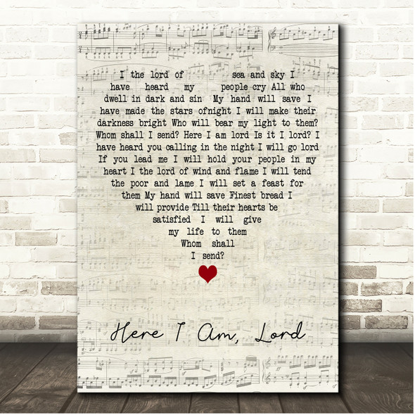 John Michael Talbot Here I Am, Lord Script Heart Song Lyric Print
