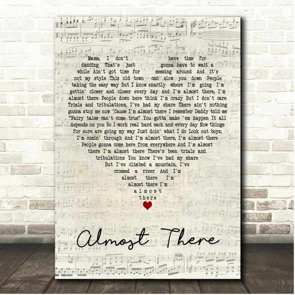 Anika Noni Rose Almost There Script Heart Song Lyric Print