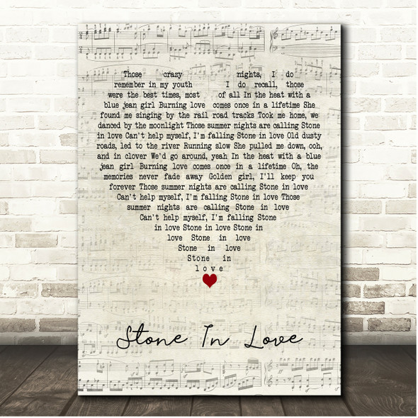 Journey Stone In Love Script Heart Song Lyric Print