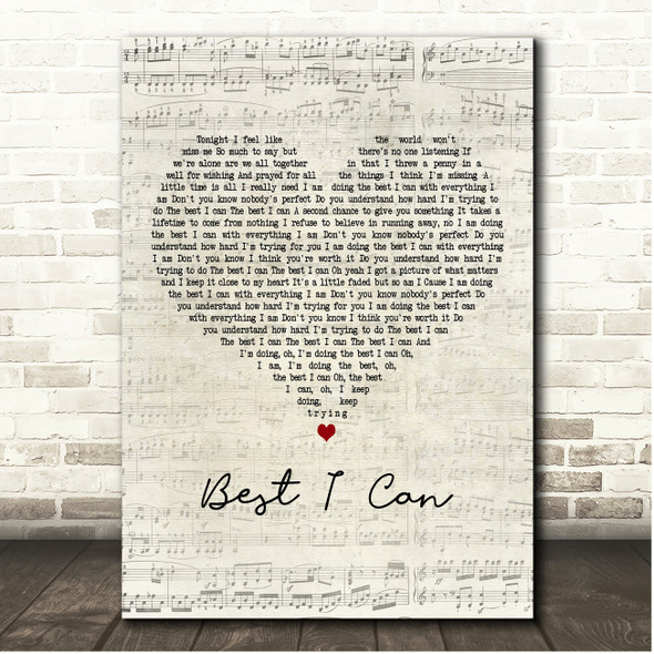 Art Of Dying Best I Can Script Heart Song Lyric Print
