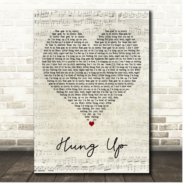 Madonna Hung Up Script Heart Song Lyric Print
