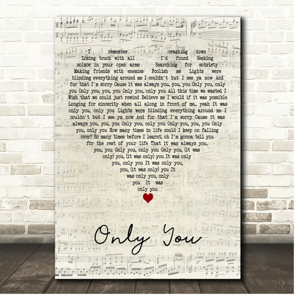 Markus Feehily Only You Script Heart Song Lyric Print