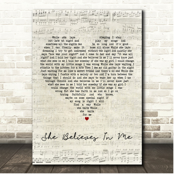 Me First And The Gimme Gimmes She Believes In Me Script Heart Song Lyric Print