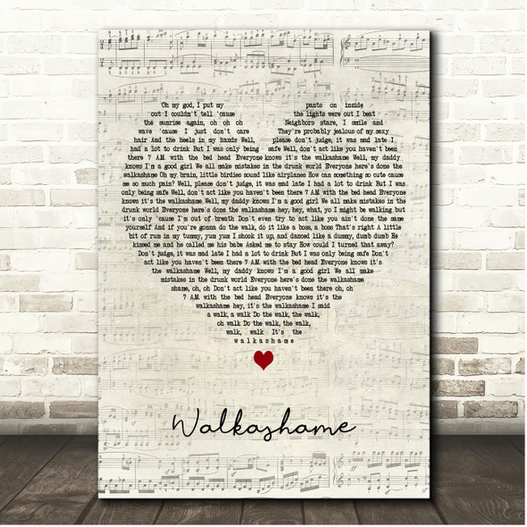 Meghan Trainor Walkashame Script Heart Song Lyric Print