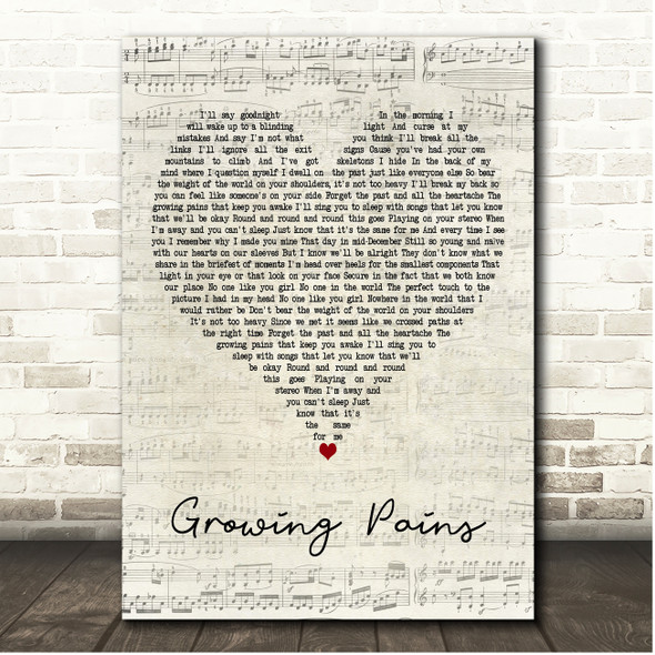 Neck Deep Growing Pains Script Heart Song Lyric Print