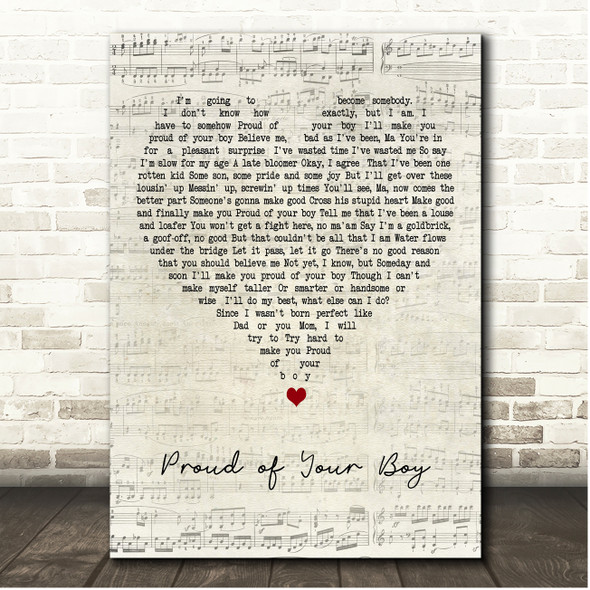 Original Broadway Cast of Aladdin Proud of Your Boy Script Heart Song Lyric Print