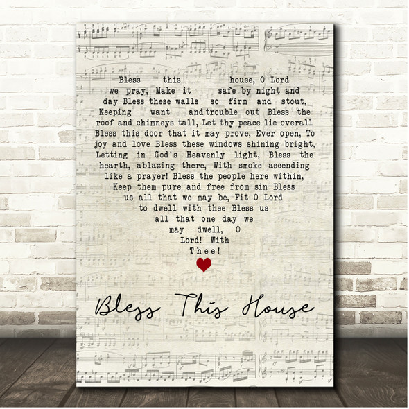 Perry Como Bless This House Script Heart Song Lyric Print