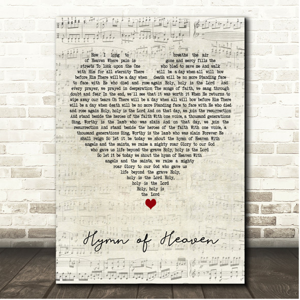 Phil Wickham Hymn of Heaven Script Heart Song Lyric Print