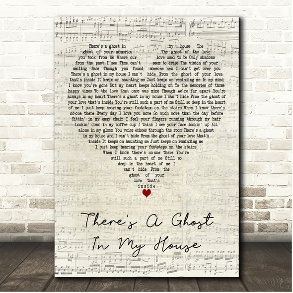 R. Dean Taylor Theres A Ghost In My House Script Heart Song Lyric Print