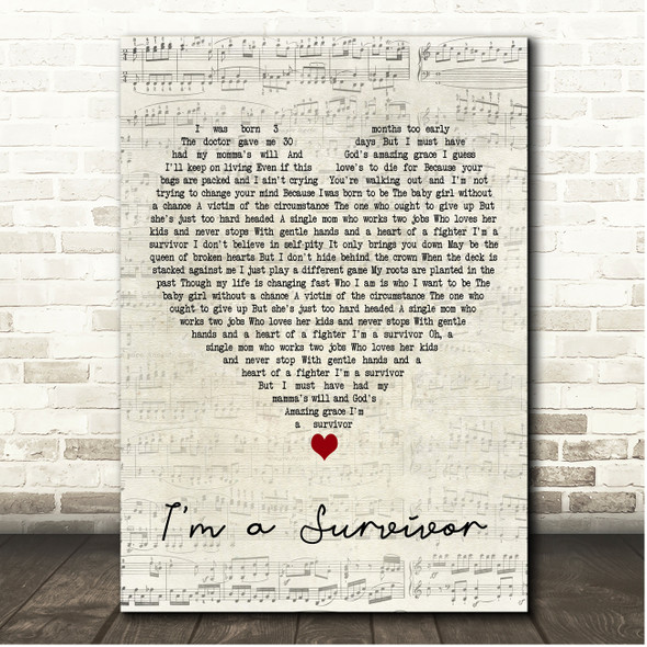 Reba McEntire Im a Survivor Script Heart Song Lyric Print