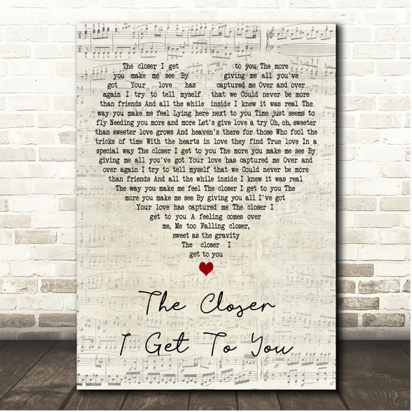 Roberta Flack The Closer I Get to You Script Heart Song Lyric Print